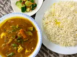Vegetable ＆ Beans Curry Basmati Rice Set 豆と野菜カリーインド米セット（南インド料理コチンニヴァース）