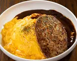 デミオムライス＆特製ハンバーグ（とろとろオムライスのオムタマ亭）