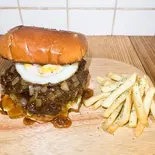 スパイシーチリバーガー ポテトセット（中洲バーガー(中洲ホルモンセンター)）