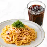 【ドリンク付き ランチセット】大葉とやりいかの明太子パスタ Mentaiko Pasta with Shiso and Squid（MAXCAFE 博多中洲店）