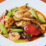 海鮮三種の香辣醤(シャンラージャン)炒め Seafood and Hoisin Sauce Stir Fry(四川麻辣火鍋 天府 関内店)