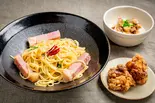 欧麺満喫セット【パスタ(1人前)+ふく田ザンギ+チャーシュー丼】（ペペロンチーノ専門店 欧麺ふく田）