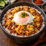 温玉のせチーズ麻婆丼（チーズと肉のタコライス✖️スムージー高円寺）