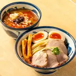 鶏と魚介の特製辛辛つけ麺（つけ麺 たけもと）