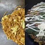 豚玉+豚カレー焼きそば（お好み焼きフジ）