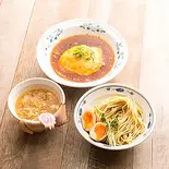 サバ濃厚鶏つけ麺+半天津飯（元祖 吉田商店）