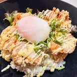 唐揚げ丼温玉乗せ（#icafe）