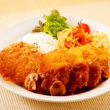 チキンカツセット&牛肉コロッケ 【深夜】(ハンバーグとチキンカツレツ 駒込 八番館)