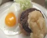 デミグラハンバーグと目玉焼き定食（ごはん家田島）