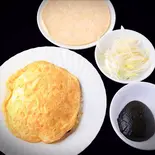 野菜の五目炒めと玉子焼きかけ【合菜戴帽巻餅】(甜麺醤・ネギ・クレープ6枚付き)(中国東北家郷料理永利 豊洲駅前店(1号店))