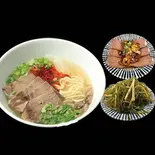 店頭人気No.1!蘭州得々セット(蘭州牛肉麺+うまダレ牛肉+昆布サラダ)(国壱麺 御徒町本店)