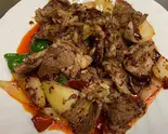 ラム肉のクミン味炒め(孜然羊肉)（中崋苑）