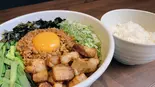 台湾まぜそばとライスセット（吉岡マグロ節センター）