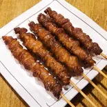 博多とりかわ(タレ) 5本セット Hakata Chicken Skin (Sauce) 5 Skewer Set（博多とりかわ大臣 駅南串房）