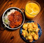 9 鶏のマンゴーマヨネーズ+海老チリごはん+選べるドリンクセット(はらぺこ飯店)