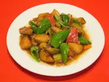 なすとピーマンとジャガイモの醤油味炒め（中国食府双龍居 天満駅前店）