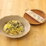 106.きのこの明太子クリームパスタ<ベーコンのトマトスティックピザ付き>（鎌倉パスタ 名古屋パルコ店）
