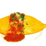 濃厚トマトソースのオムライス（湊川イタリアン ソラレ）
