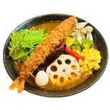 エビフライと14種の野菜カレー（スープカレーこうき屋 岸里店）