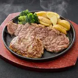 サーロインステーキ150g×ハンバーグ200g(ソース2)(肉汁牧場チャックステーキ KING 大橋店)