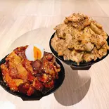 【シェアセットH】①十勝の豚丼(お肉180g)＆②BGB丼(ブラックガーリック豚バラ丼)(お肉180g)（豚丼専門店 会心の肉撃 総本店）