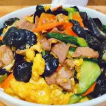 豚肉ときくらげと玉子炒め(中華居酒屋 池前)