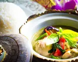 R1鶏肉のグリーンカレー＆ライス/Chicken Green Curry＆Rice/แกงเขียวหวานไก่（タイ・アヨタヤ 立川本店）