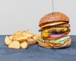 厚切りベーコンチーズエッグバーガーSET Thick-Cut Bacon Cheese Egg Burger Set（BURGERLION UTSUBO A GOGO）