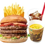 【ディナーセット】トリプル絶品ビーフバーガーTriple ZEPPIN（Supreme）Beef Burger Dinner Set（ゼッテリア ZETTERIA 福岡新天町店）