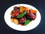 白身魚と夏野菜の黒酢（中華料理上海亭蕨店）