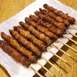 博多とりかわ(タレ)10本セット Hakata Chicken Skin (Sauce) 10 Skewer Set（博多とりかわ大臣 駅南串房）