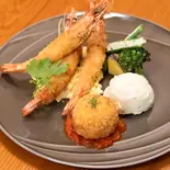 有頭エビフライ3本＆季節のコロッケ(エビコロ)（洋食 ゆう）