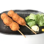 うずら3個串揚げ(居酒屋福盛)