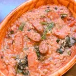 ソーセージと青菜のトマトリゾット(トラットリア シェ ラパン)