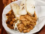 サンド カレーケバブ くし切りポテトトッピング(カレーケバブ&ラッシー クインズケリー)