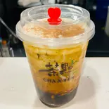 チーズフォーム黒ごまきな粉黒糖タピオカラテ(芝士奶盖黑芝麻豆粉黑糖拿铁)（CHA X TEN (チャテン)）