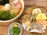 冷し野菜天うどん（京うどんの店 夢吟坊 三宿本店）