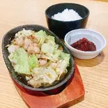 国産ホルモン鉄板焼肉 定食(塩だれ)【辛みそ】（鉄板焼肉 スタミナ亭 清水店）