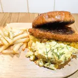 中洲アジフライバーガー ポテトセット（中洲バーガー(中洲ホルモンセンター)）
