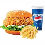 スパイシーチキンバーガー、フライドポテトM、お好みのドリンク 香辣鸡腿堡+薯条+饮品(J.CHICKEN 叫了個炸雞 西川口店)