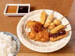 ヒレカツ2枚と串揚げ5本定食（串揚げ処 味串）