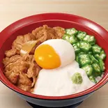 おんたま牛ネバとろ丼 Gyudon w/ Soft-Boiled Egg and Okura, Grated Yam(すき家 福岡舞鶴店)