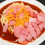 コーンにミラネーズのせあんかけスパ（名古屋名物あんかけスパあんかけ亭）