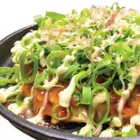 ネギ盛り・イカ玉 Squid Okonomiyaki with Green onion（お好み焼 焼きそば 鉄板焼き もず OKONOMIYAKI MOZU）