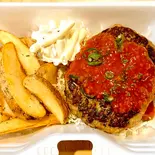 激辛メキシカンSALSAハンバーグ160g！！！ 選べるポテト・ライスセット（【大盛ご飯300g無料】肉汁ハンバーグ）