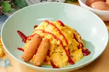 【チーズスティック乗せ】ふわとろオムライス ～Fluffy omelette rice with cheese sticks～（オムライスとフレンチトーストの店 たまごの島）