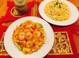 卵チャーハンとエビ卵チリソースセット（福餃子）