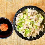 激辛！オリ-ブオイル漬け辛子明太子  黒毛和牛 肉吸い(豆腐150g入り)(博多ふくいち辛子明太子使用)（「肉うどん」と「肉吸い」のお店 黒牛亭 KuroUshiTei）