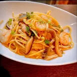 海老ときのこの和風パスタ（大盛りパスタ専門店 BNO）