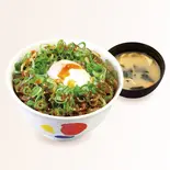 ネギたっぷり旨辛ネギたま牛めし(味噌汁付)（松屋 天神店）
